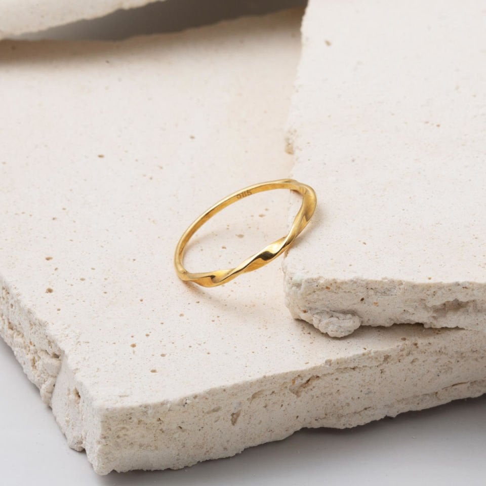 14 Ayar Burgulu Taşsız Altın Yüzük