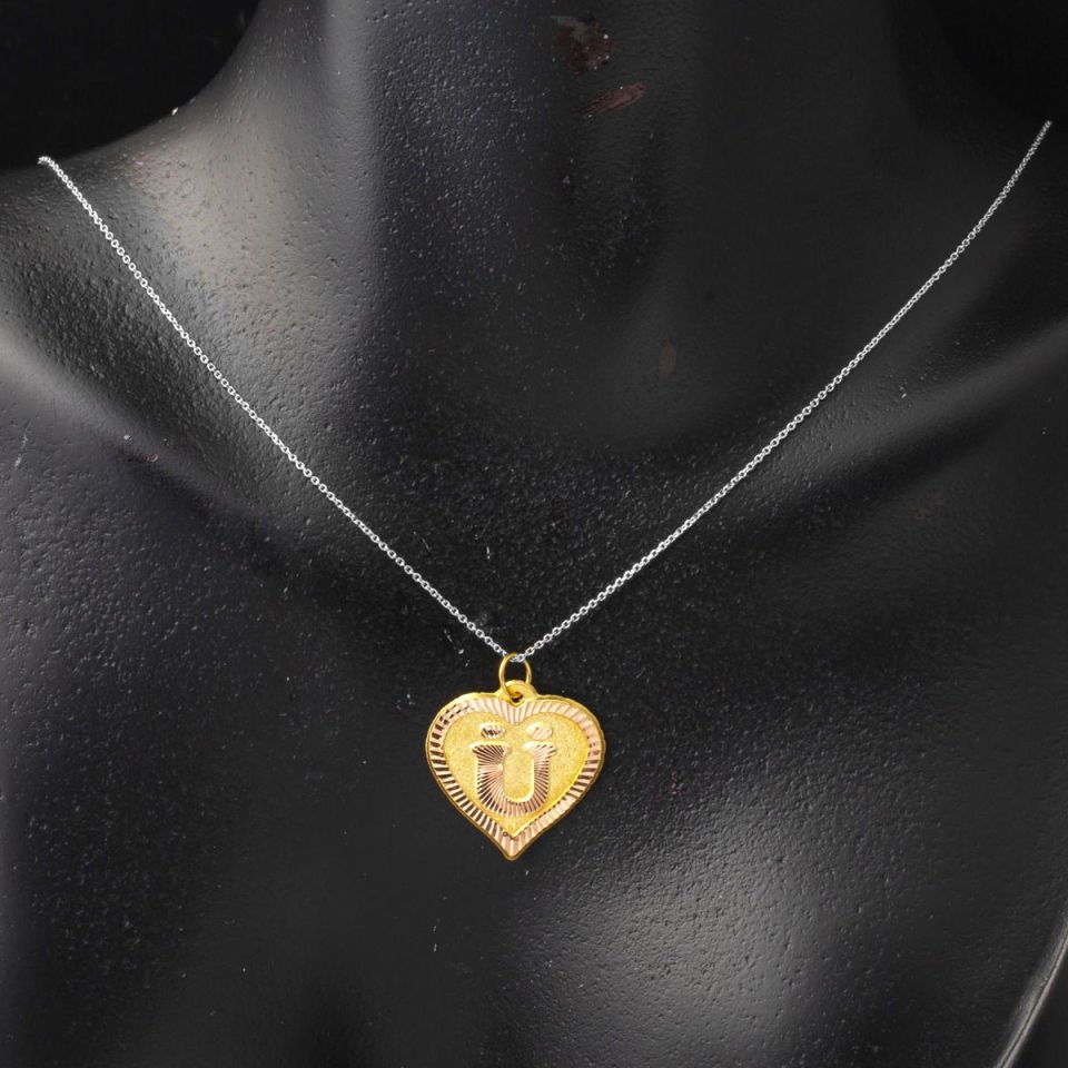 Altın Ü Harfi Çocuk Kolye Ucu Zincirsiz