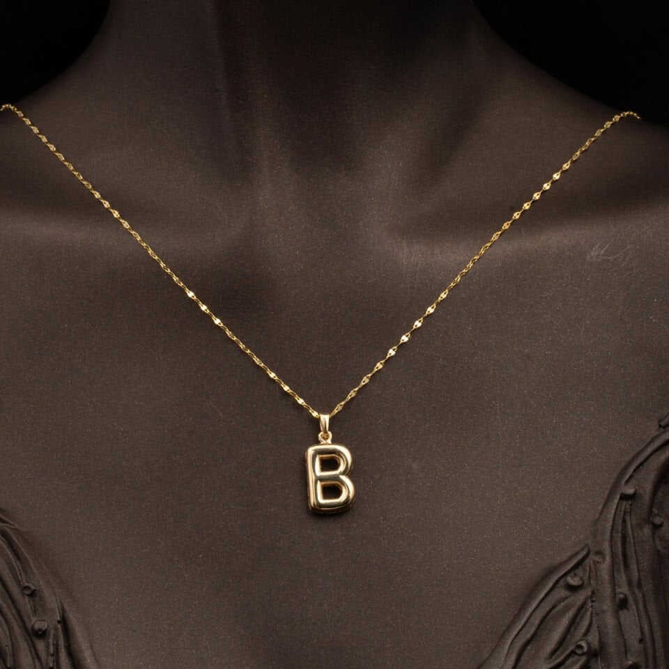 Balon B Harfi 14 Ayar Altın Kolye