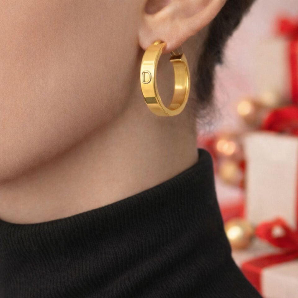 2 cm. Çaplı Kartiyer Halka Küpe 14 Ayar Altın