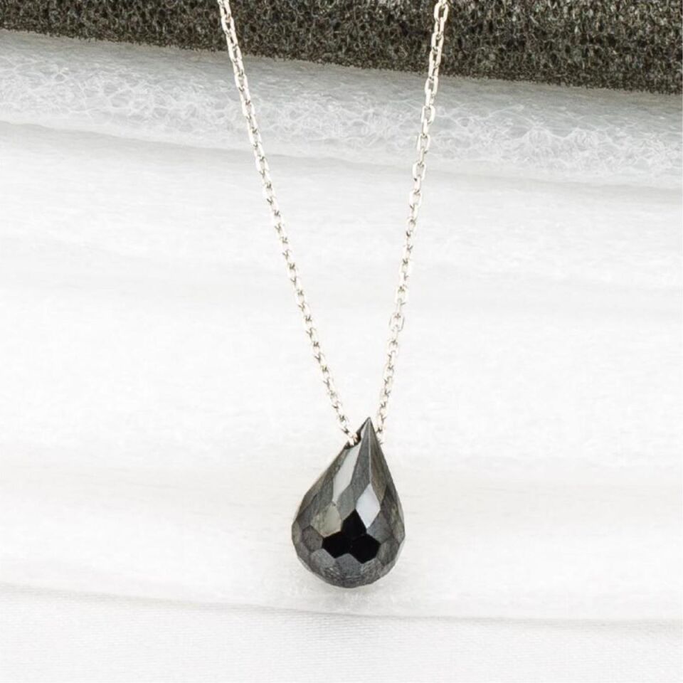 Obsidyen Taşlı 14 Ayar Altın Tektaş Kolye