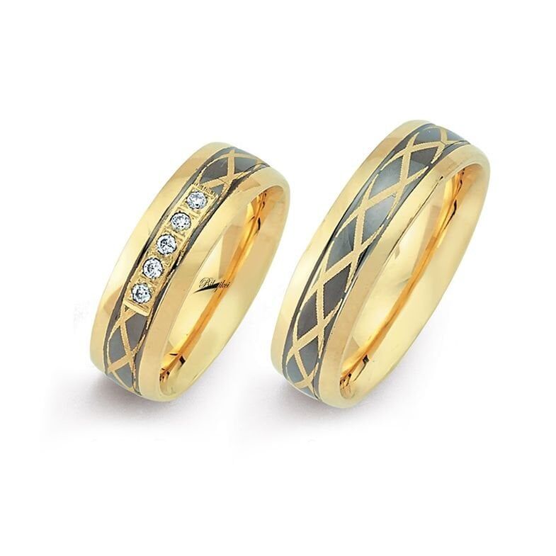 Elişi Taşlı 14 Ayar Altın Alyans Takımı