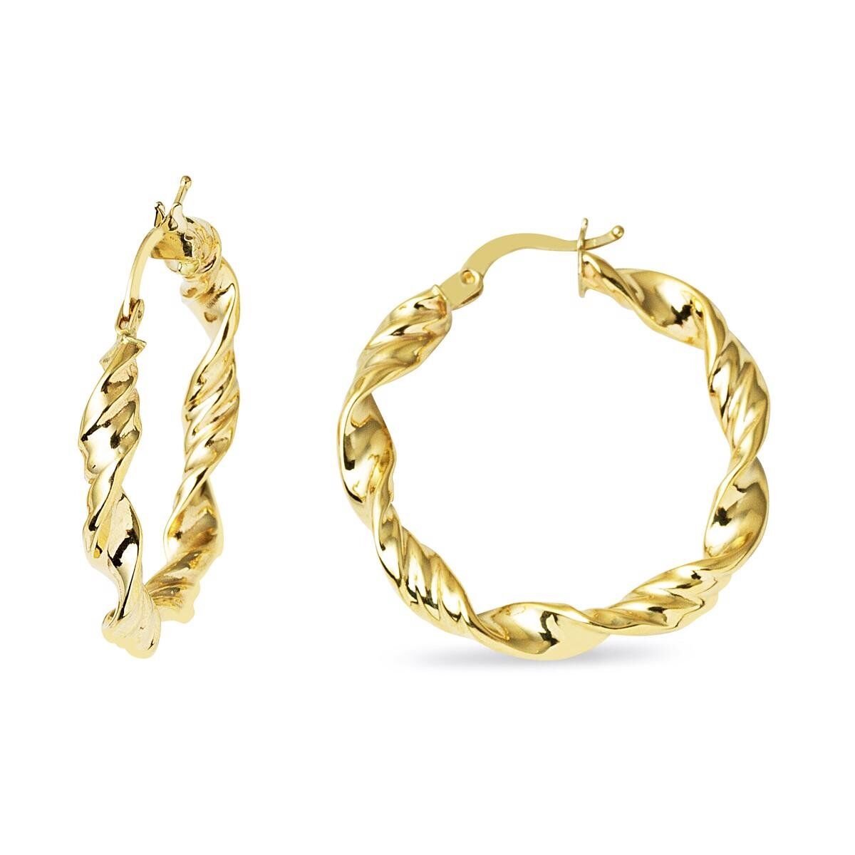 Burgu 3,2 cm Çaplı Halka Altın Küpe