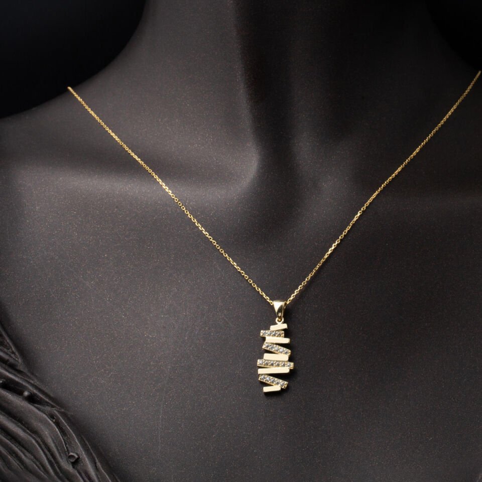 Zikzak 14 Ayar Altın Kolye