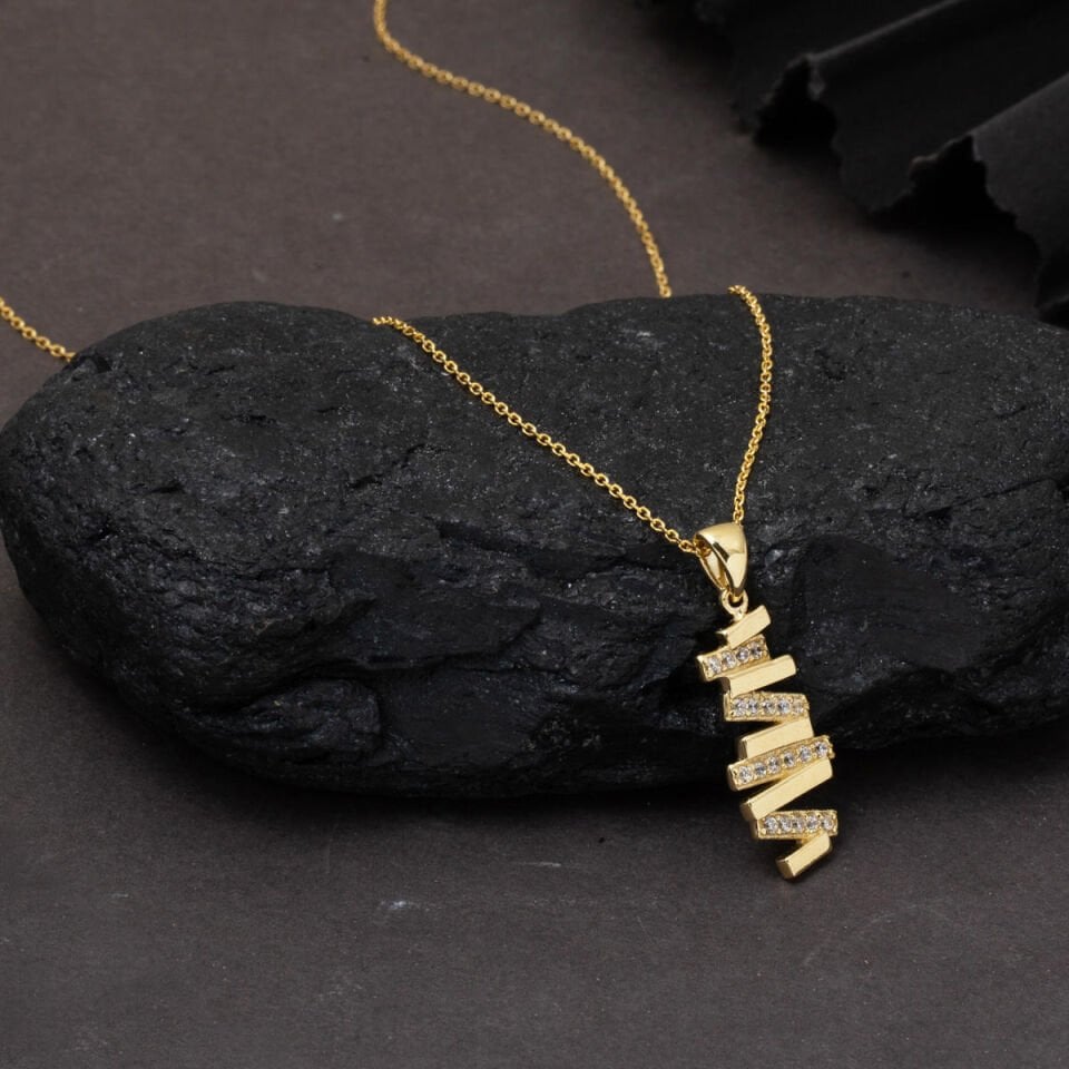 Zikzak 14 Ayar Altın Kolye