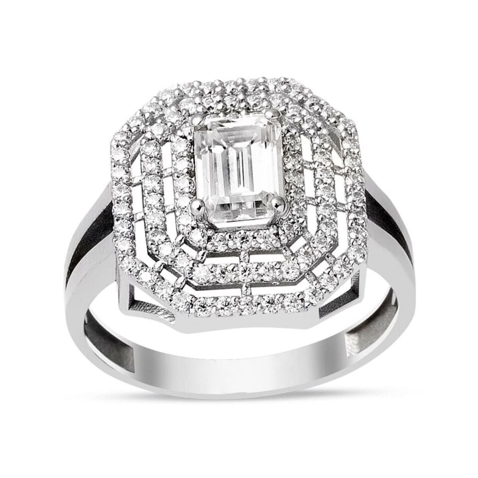 1,50 Ct. Mozanit Baget Taşlı Altın Yüzük
