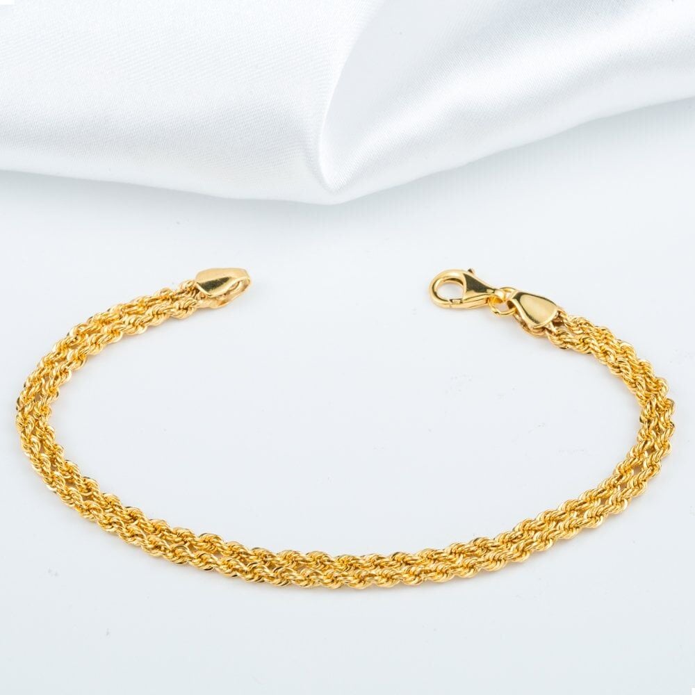 2 Sıra Örgülü 14 Ayar Altın Bileklik