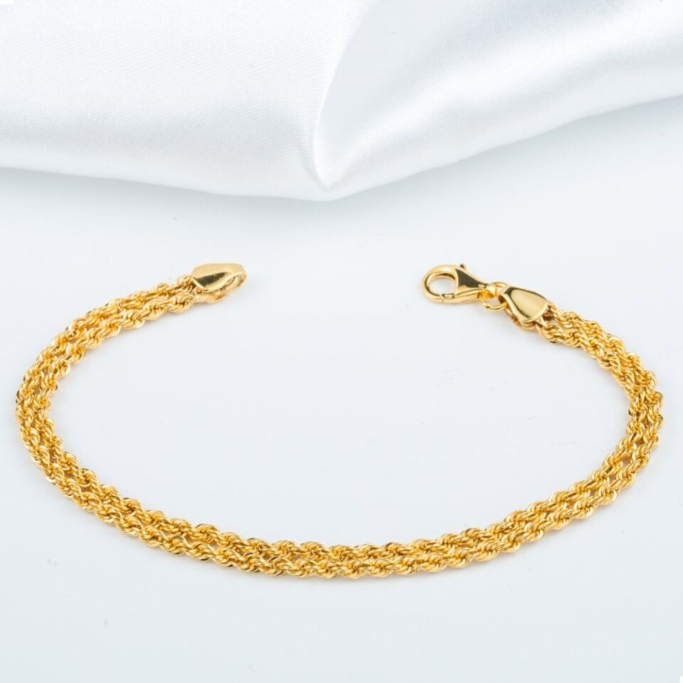 2 Sıra Örgülü 14 Ayar Altın Bileklik