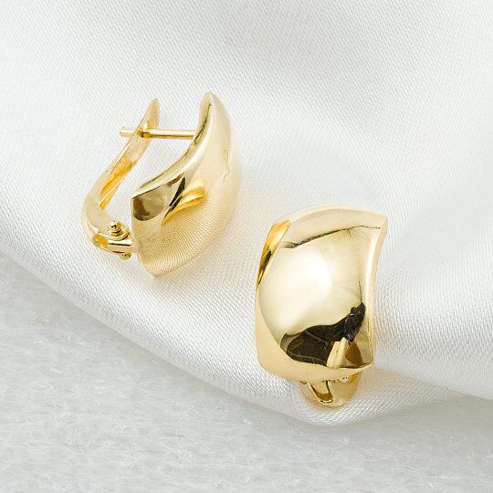 Bombeli 14 Ayar Altın Taşsız Küpe