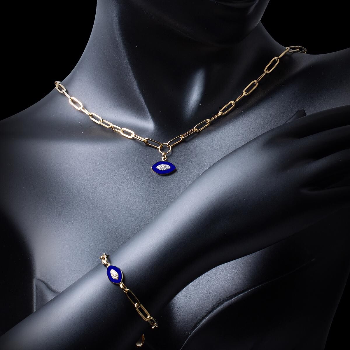 Lacivert Gözlü Altın Set Takımı