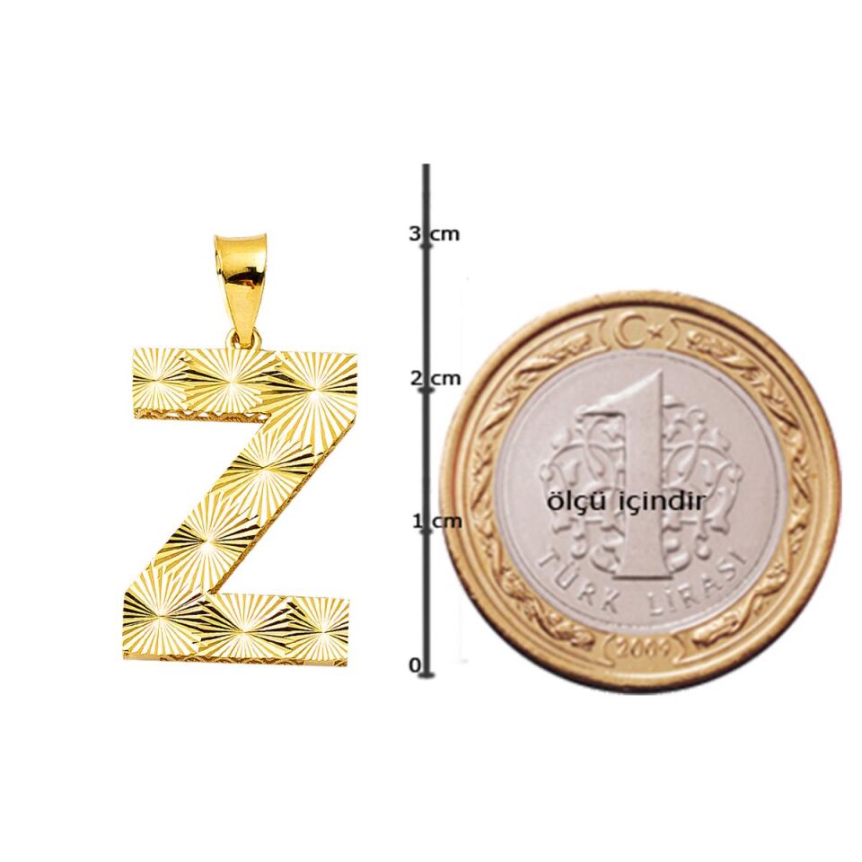 Z Harfi 3 Boyutlu Altın Kolye