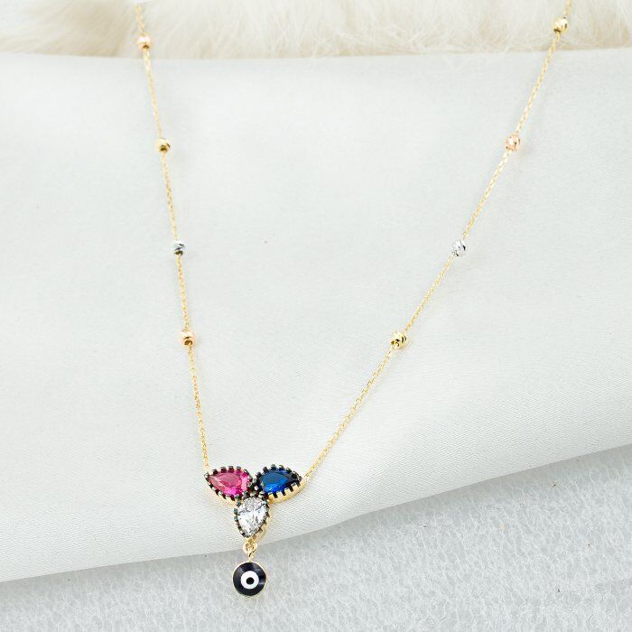 Gökkuşağı Damla 14 Ayar Altın Kolye