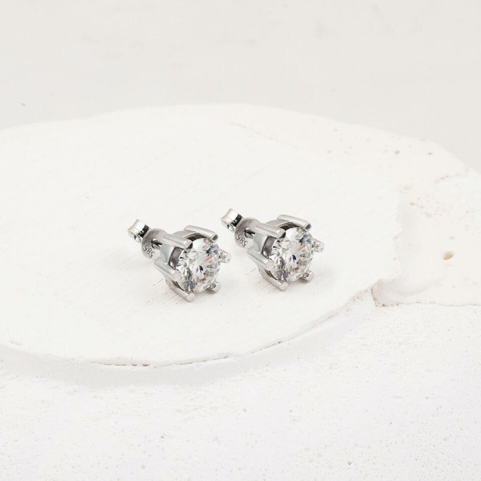 3 Karat Altı Tırnak Tektaş Mozanit Kolye Küpe Set