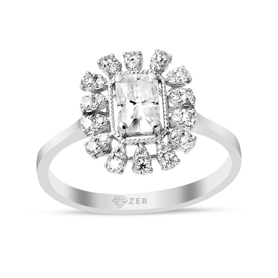 1,00 Ct. Mozanit Baget Taşlı Altın Yüzük