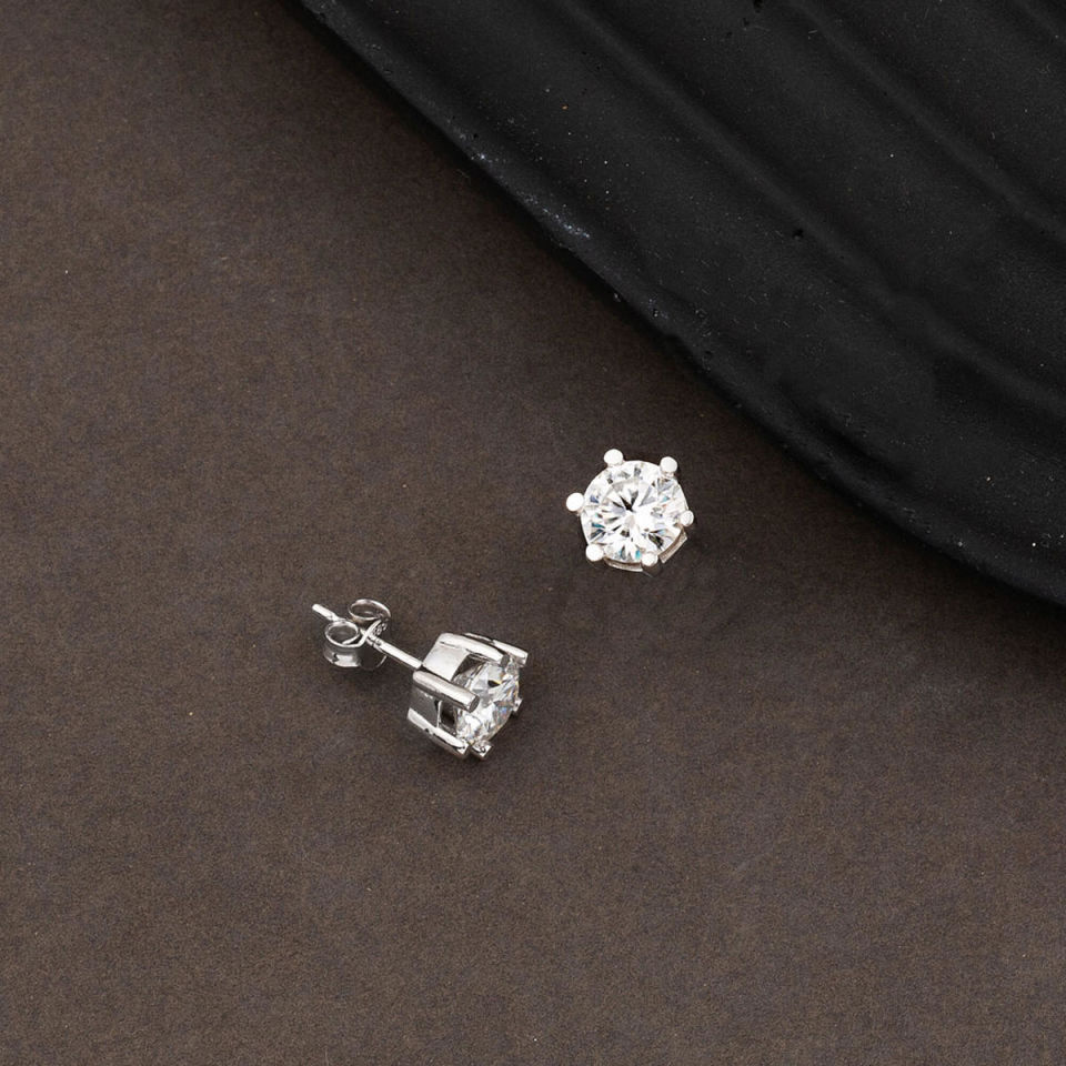 2 Karat Altı Tırnak Tektaş Mozanit Altın Küpe