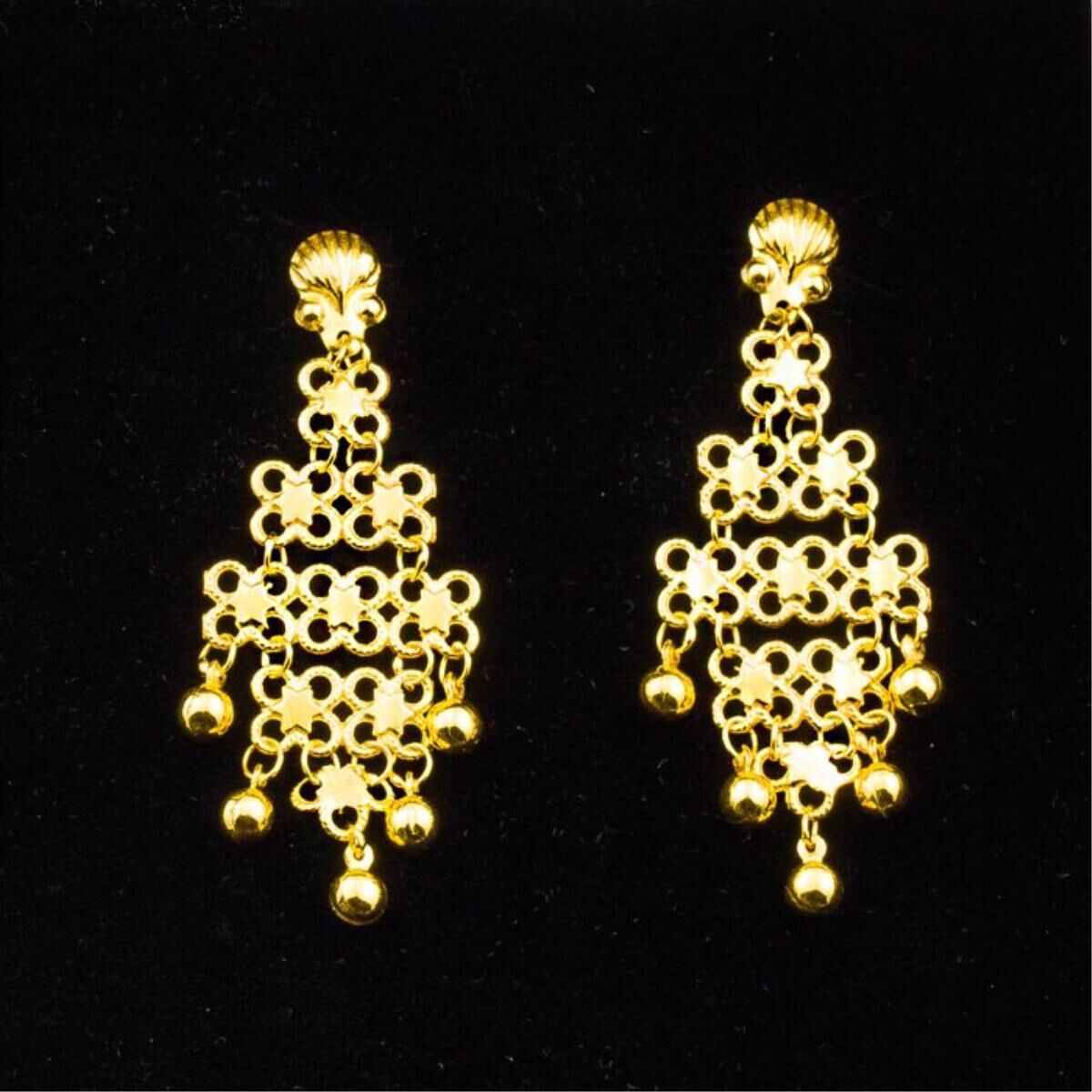 22 Ayar Altın Sarkaç Hint Küpesi