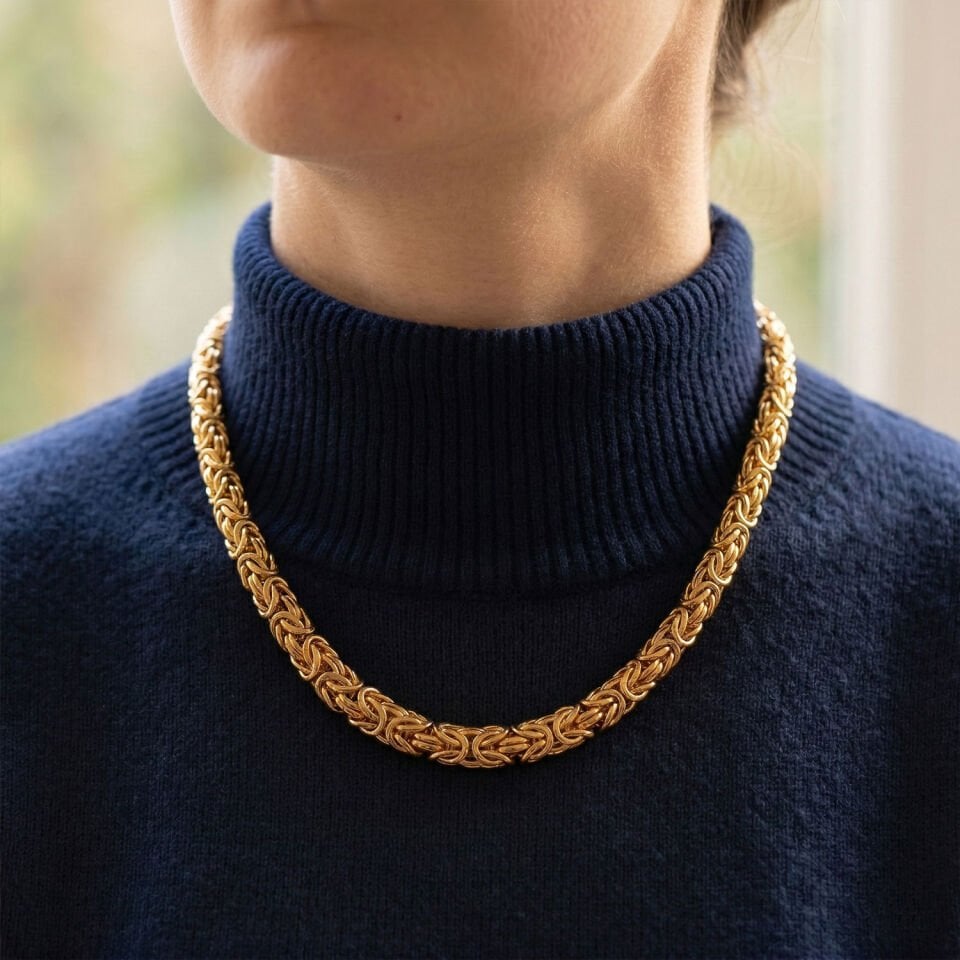 İtalyan Kral Zincir Altın Gerdanlık Kolye 14 Ayar