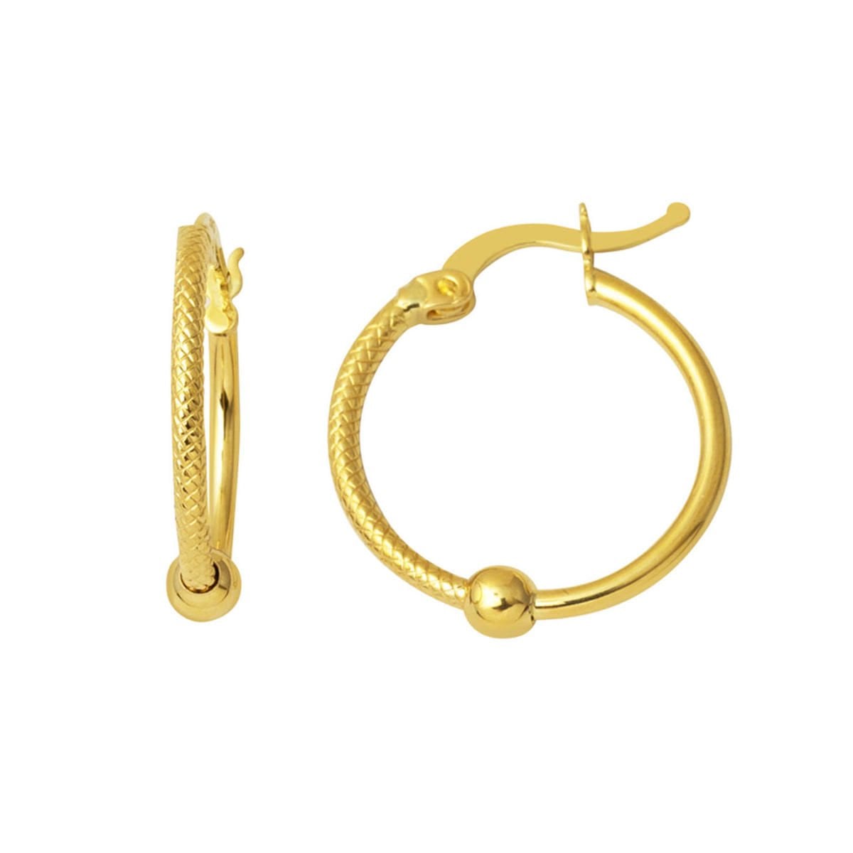 Cilalı Toplu 14 Ayar Altın Halka Küpe 2,5 cm Çaplı