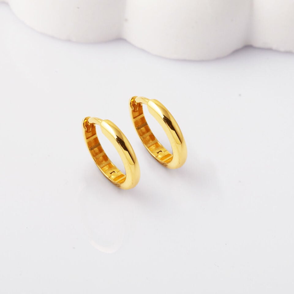 14 Ayar Altın Halka Küpe 1,5 cm. Çaplı