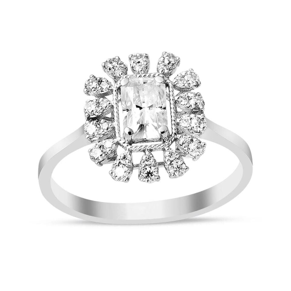 1,00 Ct. Mozanit Baget Taşlı Altın Yüzük