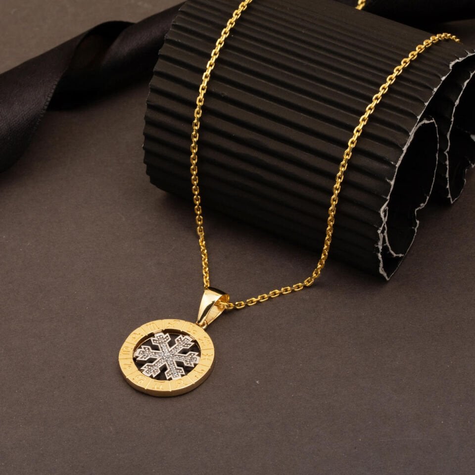 Kartaneli Burç Kolye 14 Ayar Altın