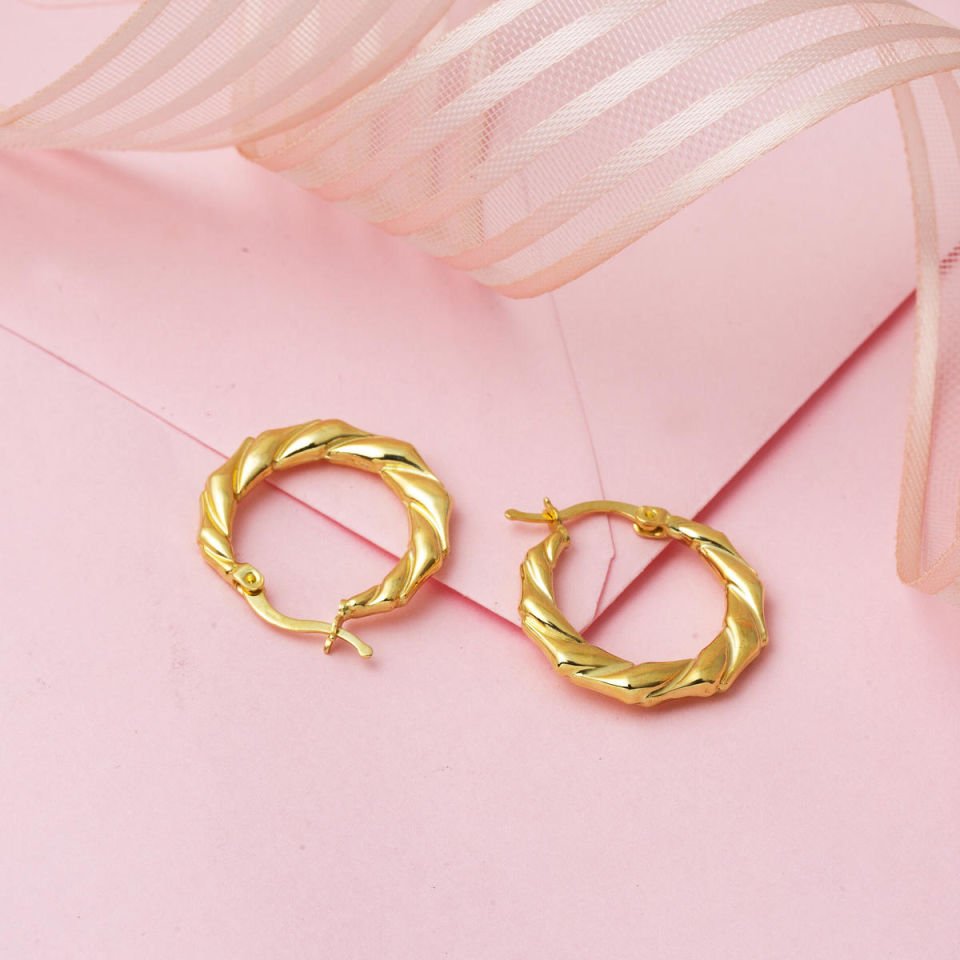 Minimal Tasarım Halka Altın Küpe 2,5 cm Çaplı