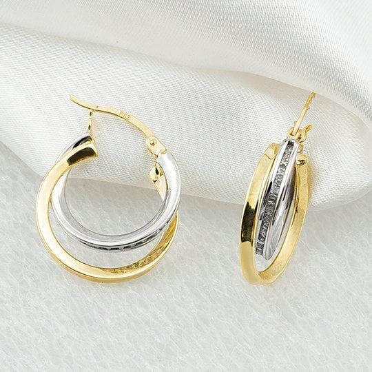 Favori Gold Taşlı İtalyan 14 Ayar Altın Küpe