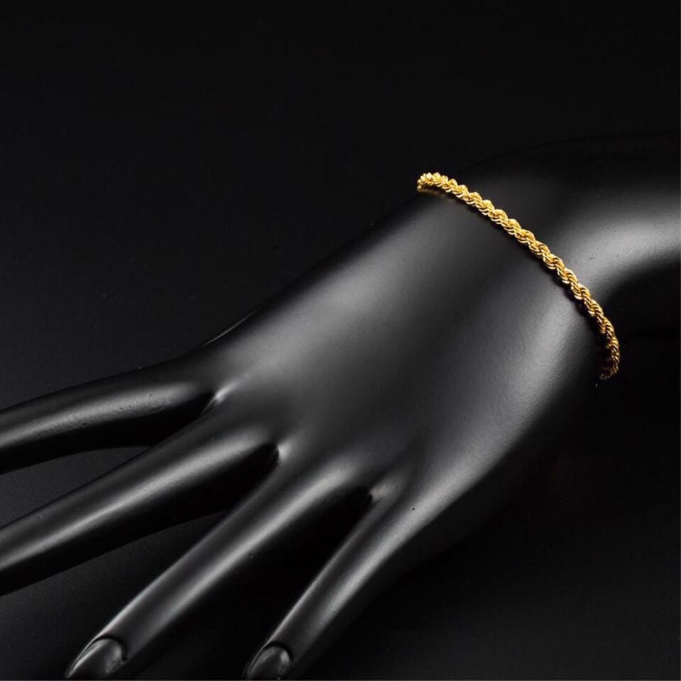 Burgu Zincir Taşsız Altın Bileklik