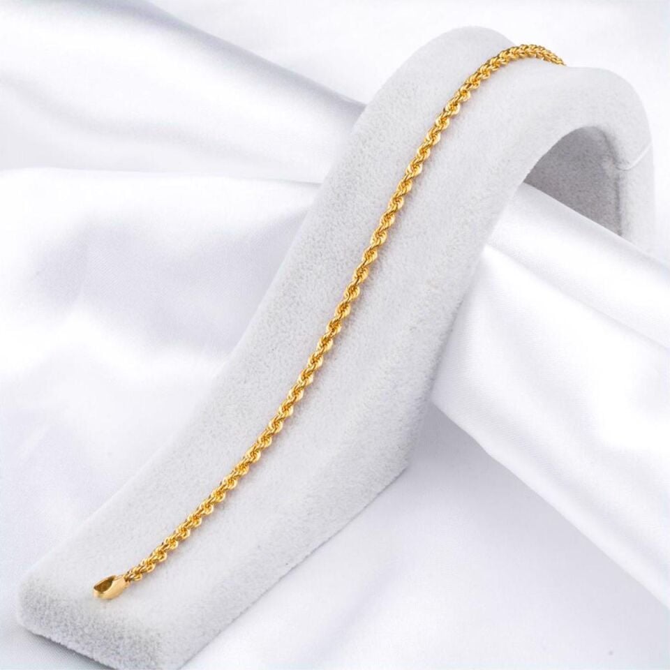 Burgu Zincir Taşsız Altın Bileklik