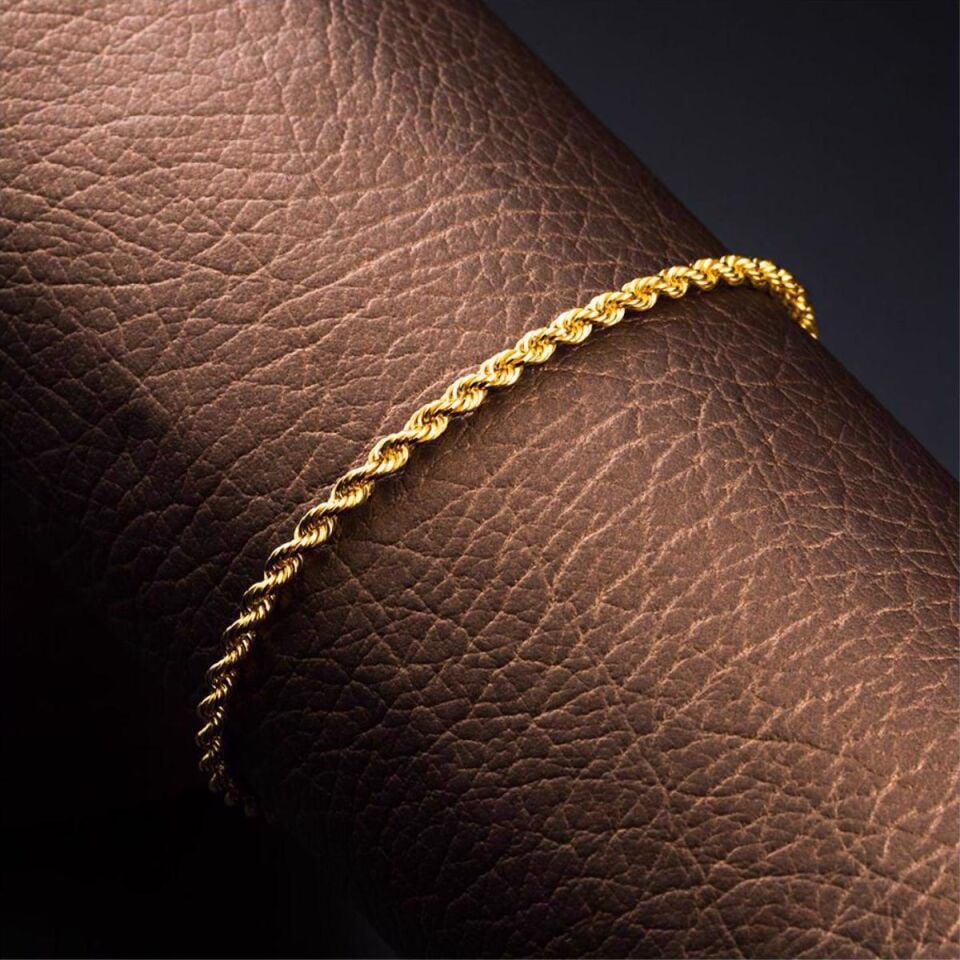 Burgu Zincir Taşsız Altın Bileklik