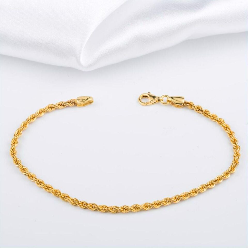 Burgu Zincir Taşsız Altın Bileklik