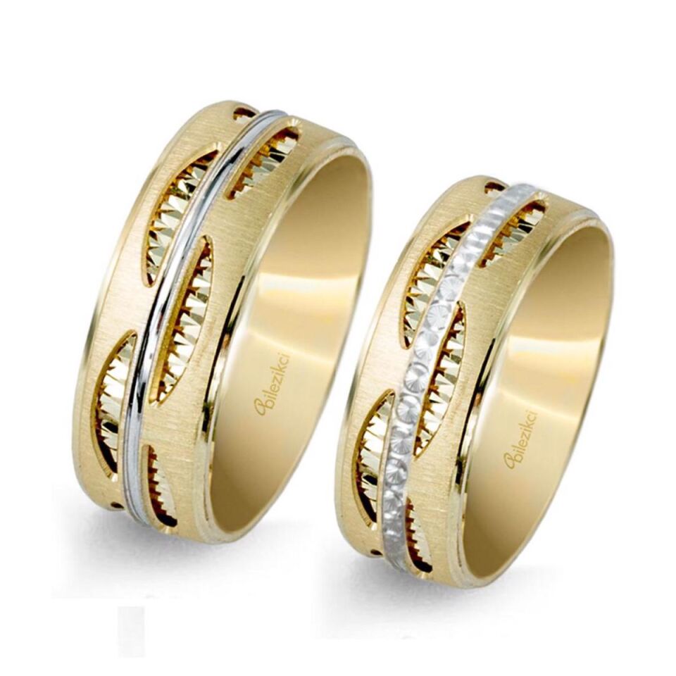 Motif 14 Ayar Altın Alyans Takımı