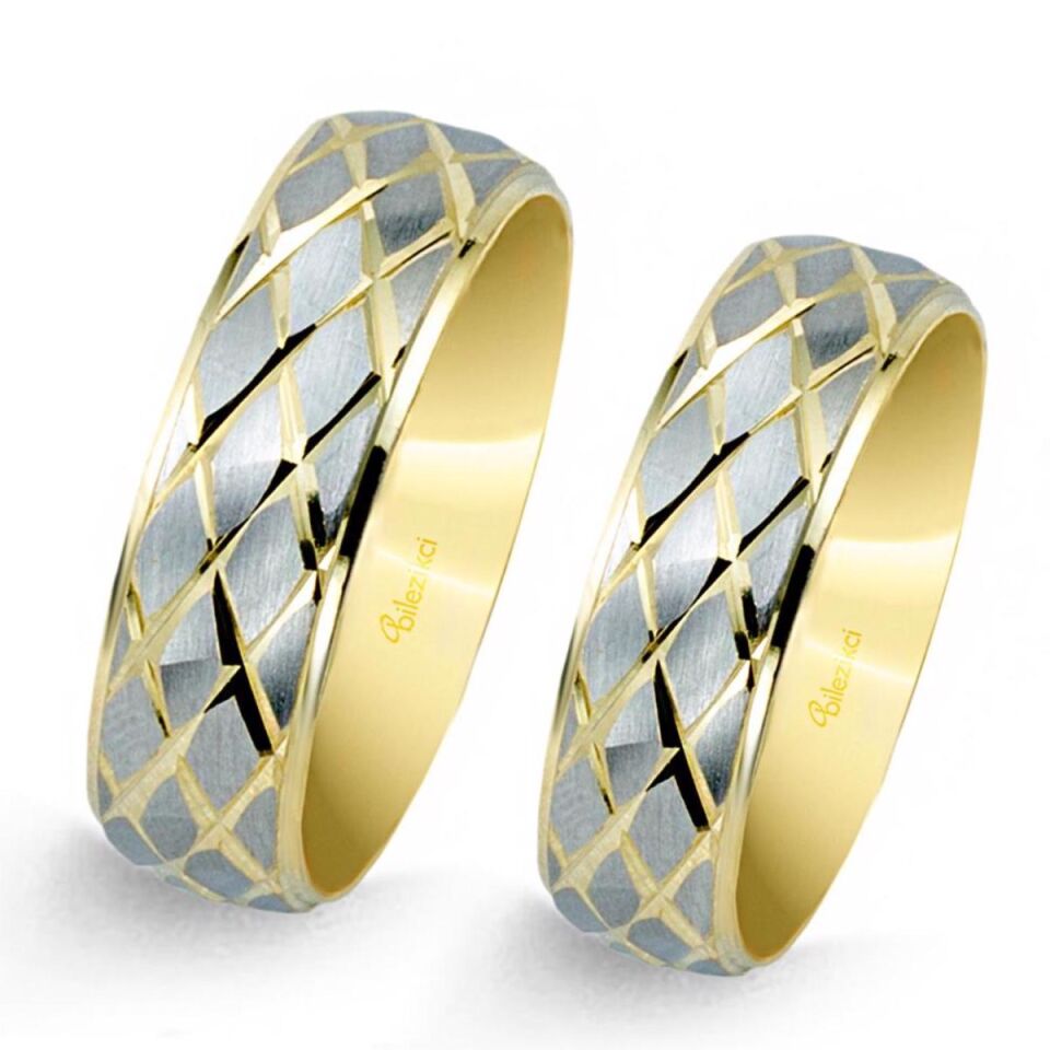 Baklava 14 Ayar Altın Alyans Takımı