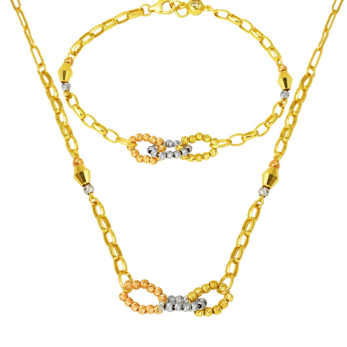 Dorika Zincirli 14 Ayar Altın Kolye Bileklik Set