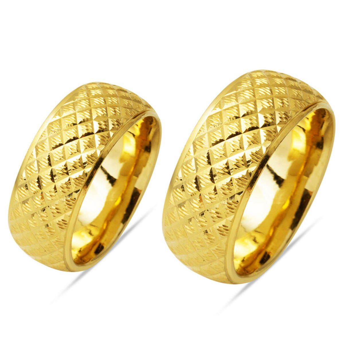 Baklava 14 Ayar Altın Alyans Takımı