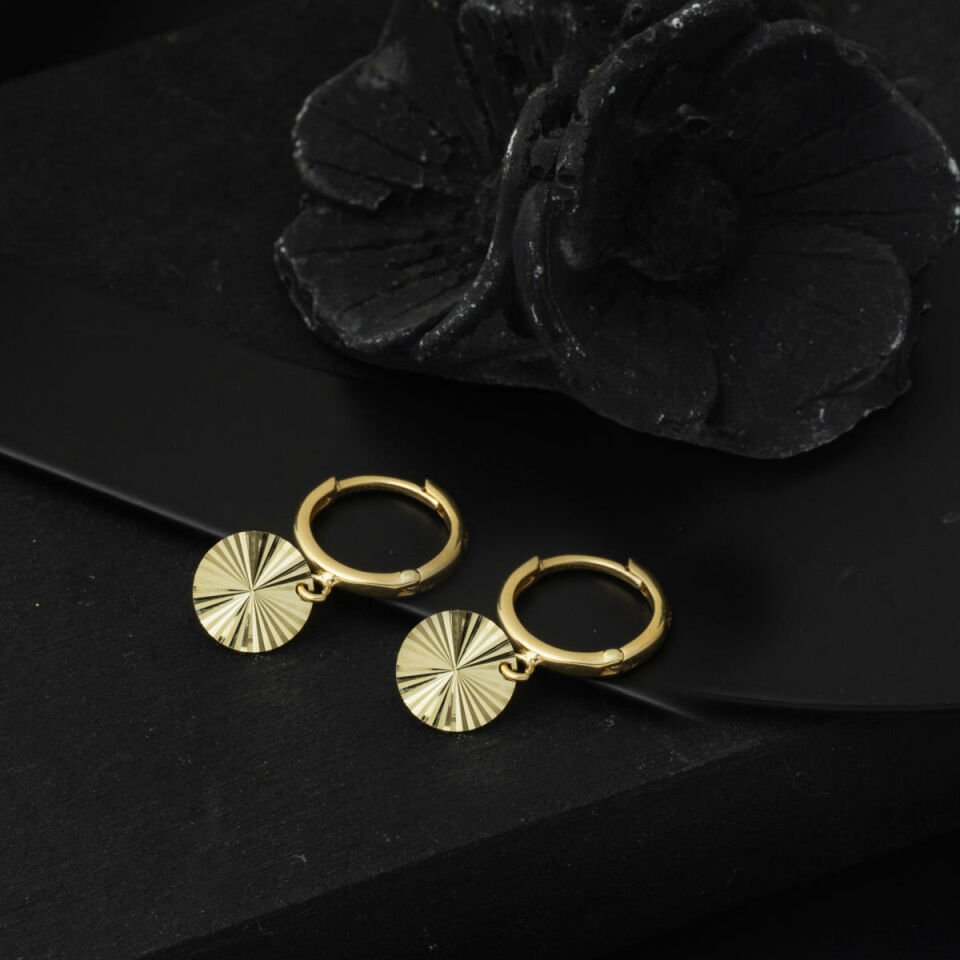 14 Ayar Altın Işıltı Figürlü Sallantılı Küpe