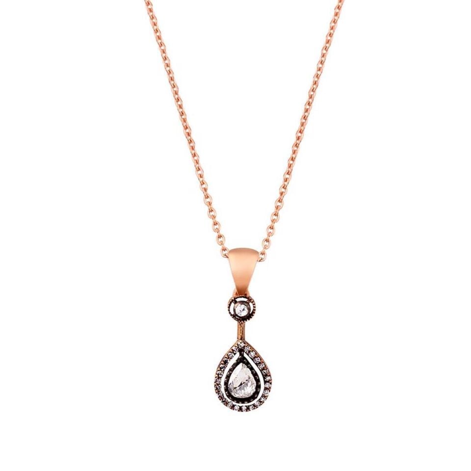 0,23 ct Pırlanta & 0,35 ct Elmaslı Damla Kolye