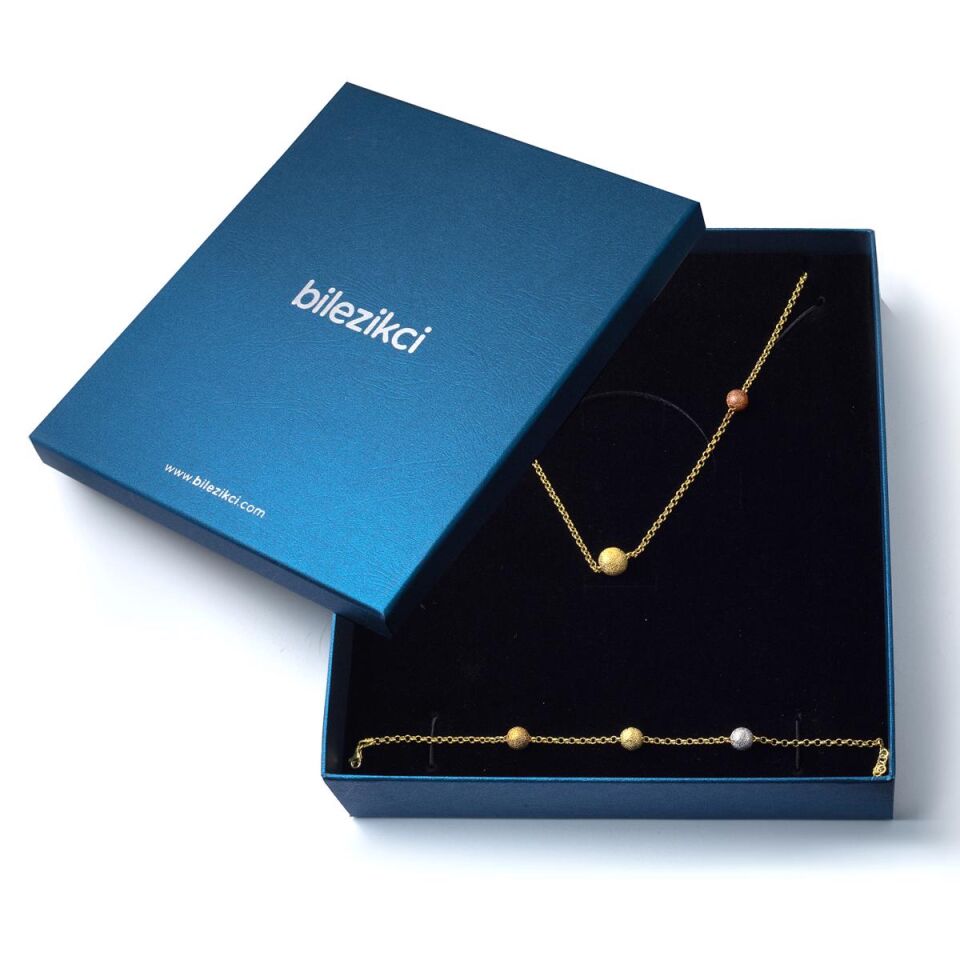 Top Altınlı Bileklik Gerdanlık Kolyeli Altın Set