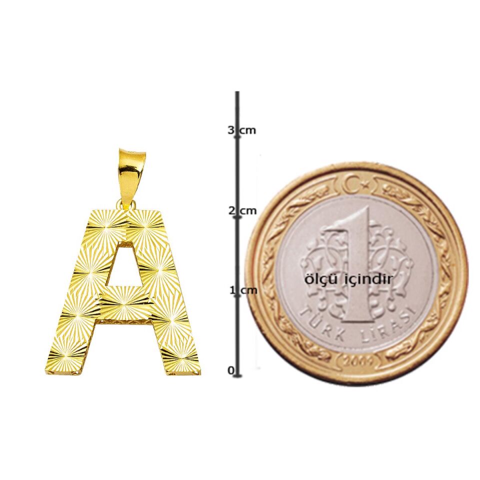 A Harfi 3 Boyutlu Altın Kolye