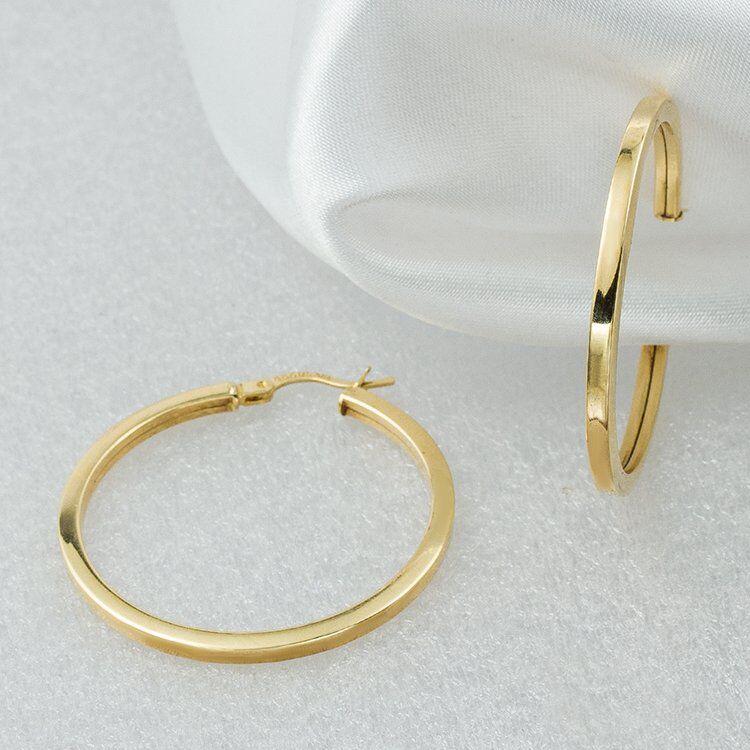 4 Cm. Çaplı 14 Ayar Altın Halka Küpe