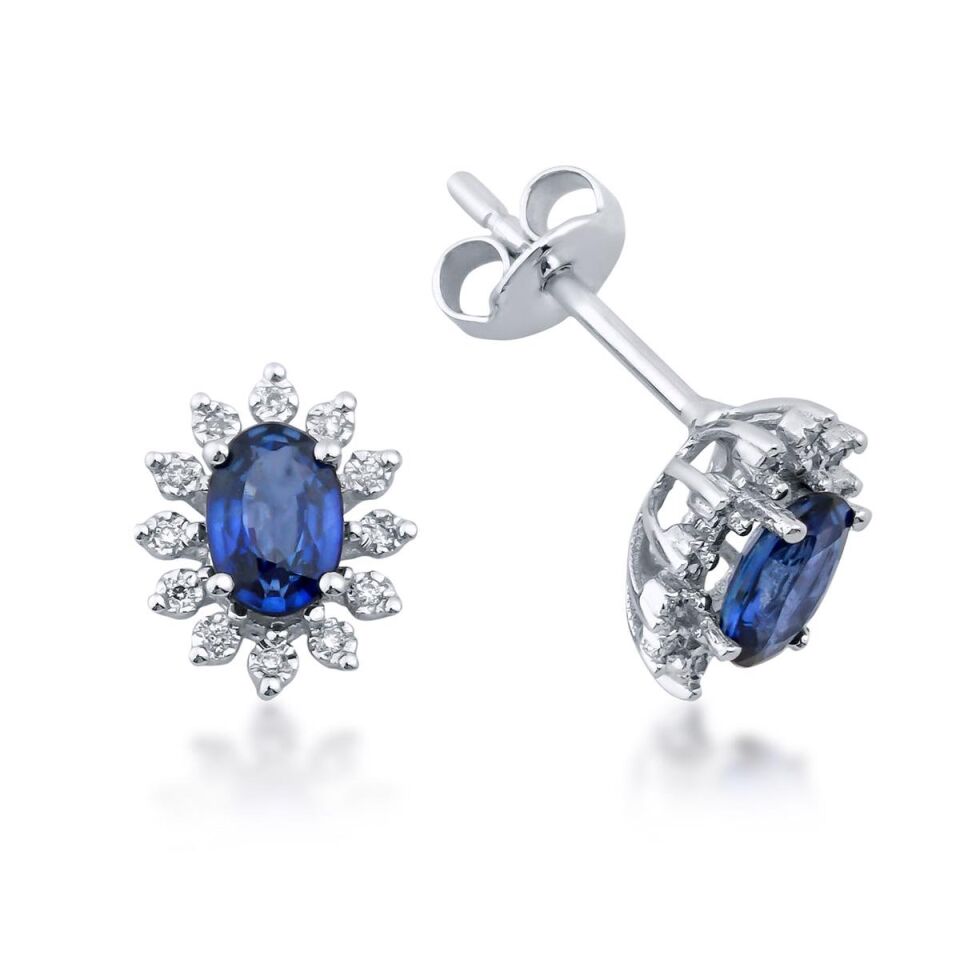 Favori Safir & Pırlanta Altın Küpe