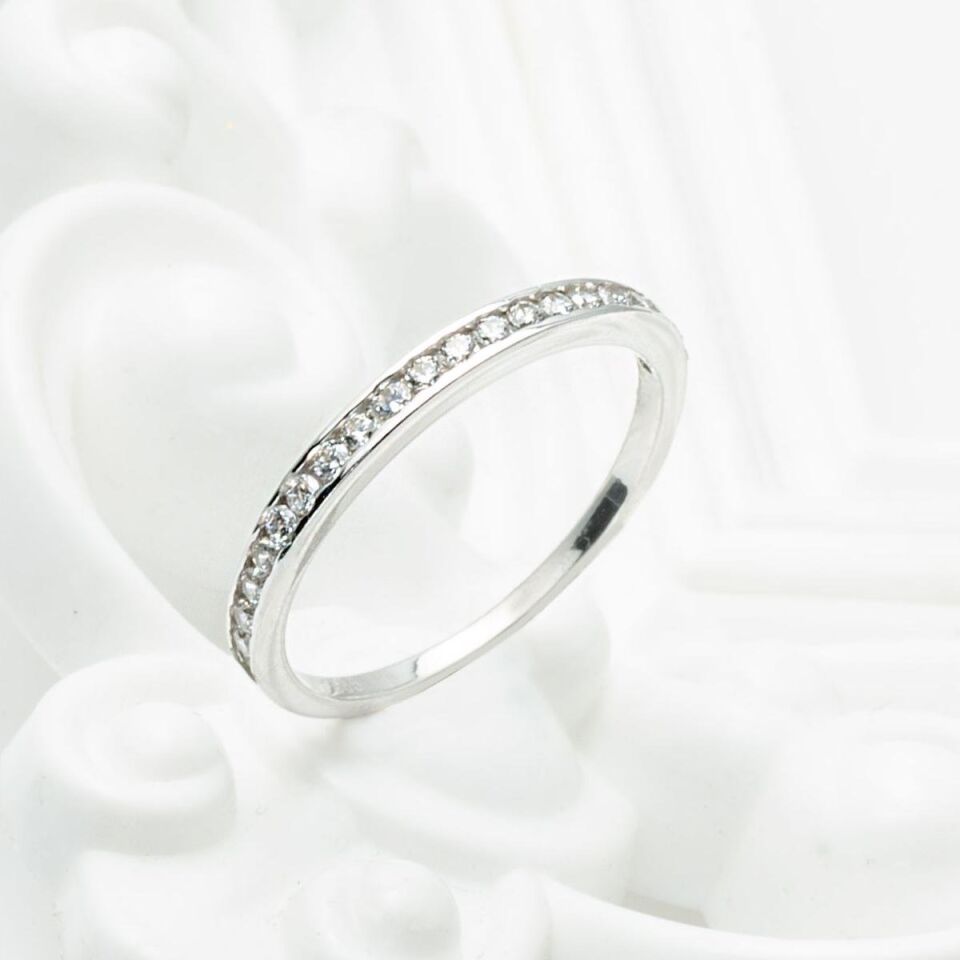 Yarımtur 14 Ayar Beyaz Altın Yüzük