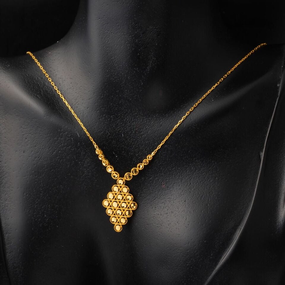 Küpe & Zincirli Kolyeli 22 Ayar Altın Set