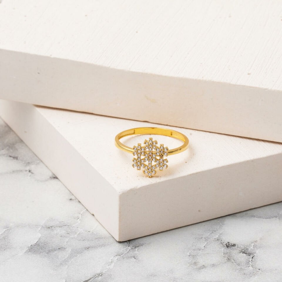 14 Ayar Kar Tanesi Altın Spor Yüzük