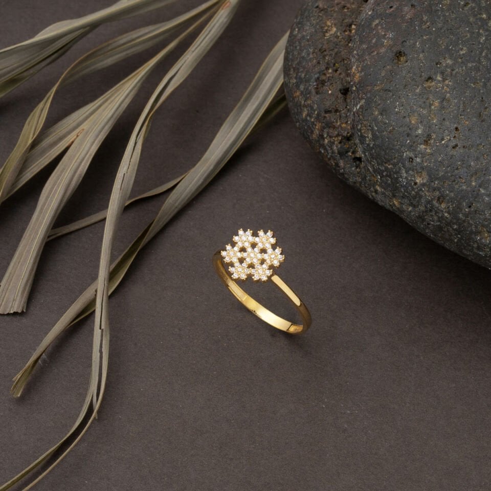 14 Ayar Kar Tanesi Altın Spor Yüzük