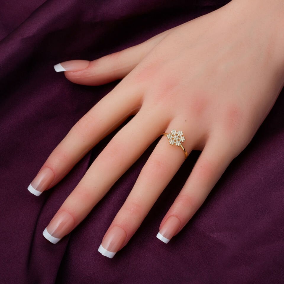 14 Ayar Kar Tanesi Altın Spor Yüzük