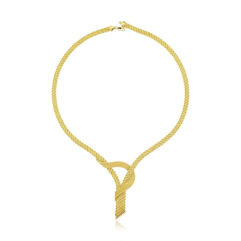 Jival Taşsız Örgü 14 Ayar Altın Takı Seti