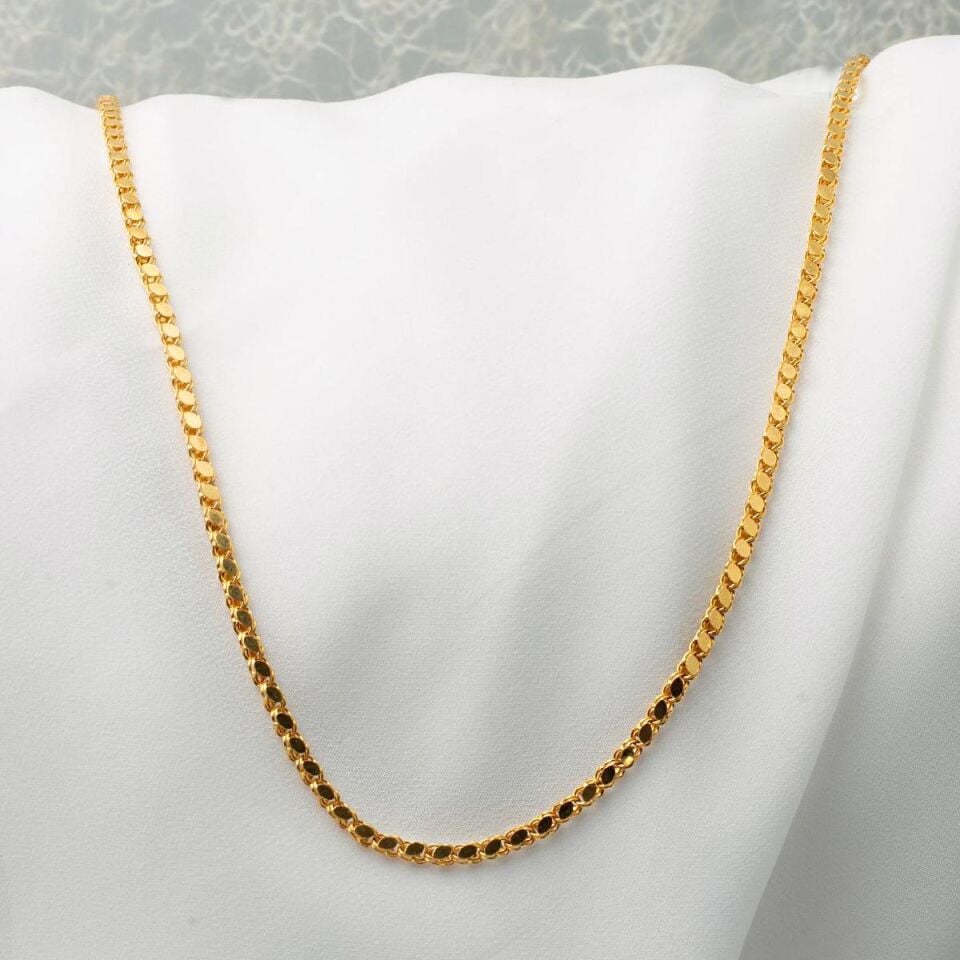 Pullu 14 Ayar Altın Zincir 60 cm
