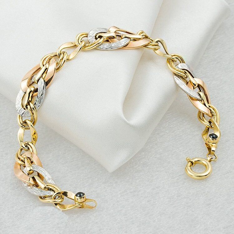 3 Renkli 14 Ayar Altın Halkalı Bileklik