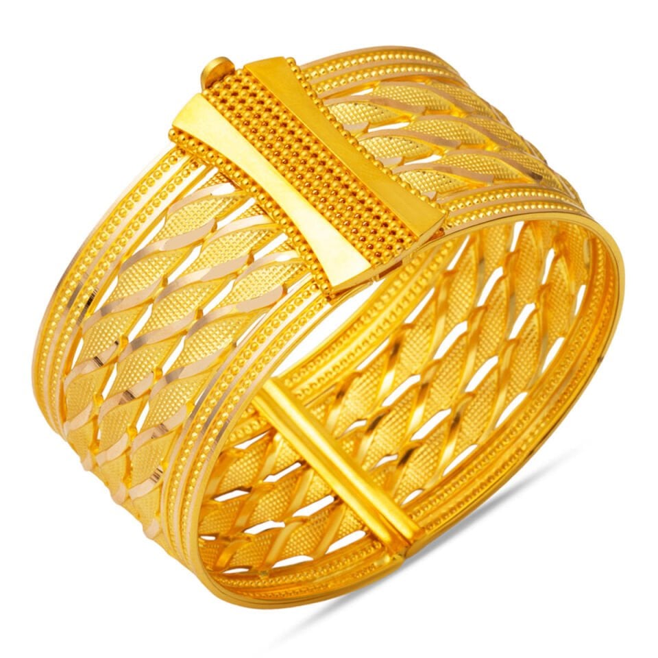 Tasarım Kesik Burma Altın Kelepçe Bilezik